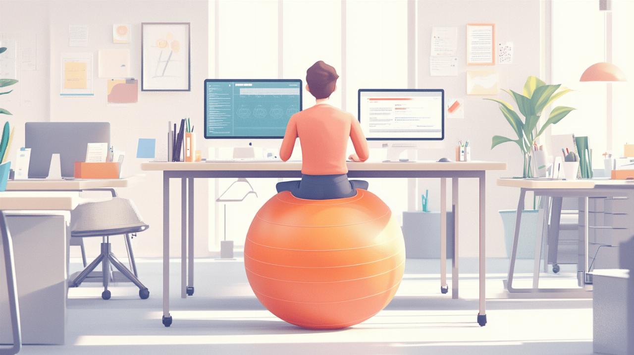On a teste le ballon a la place de la chaise de bureau ! L’alternative economique pour un espace de travail ergonomique